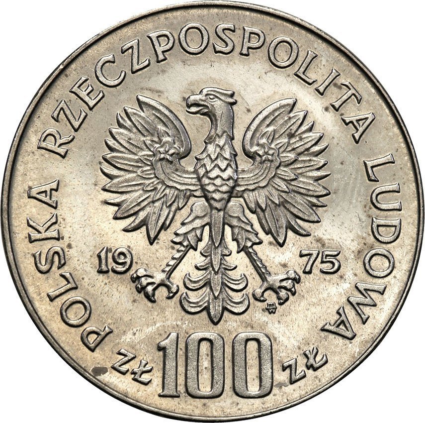 PRL. PRÓBA Nikiel 100 złotych 1975 Helena Modrzejewska